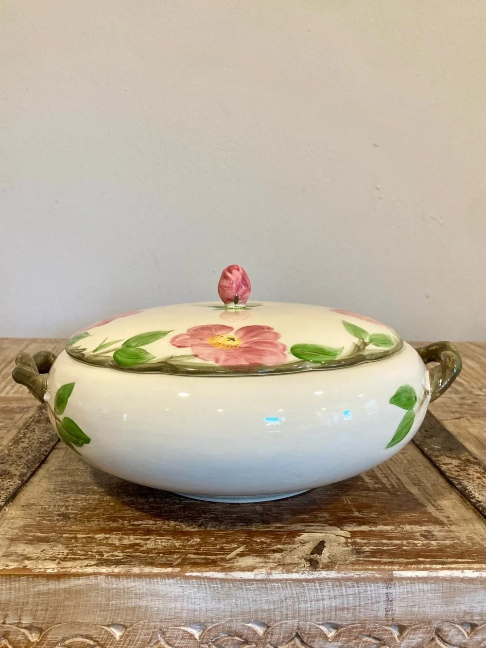 Franciscan Desert Rose Covered Serving Dish USA Backstamp 1960s Earthenware